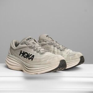 Hoka Bondi 8 Wide Mens 12 Gray Running Shoes Athleisure Gym Comfort Max Cushion
